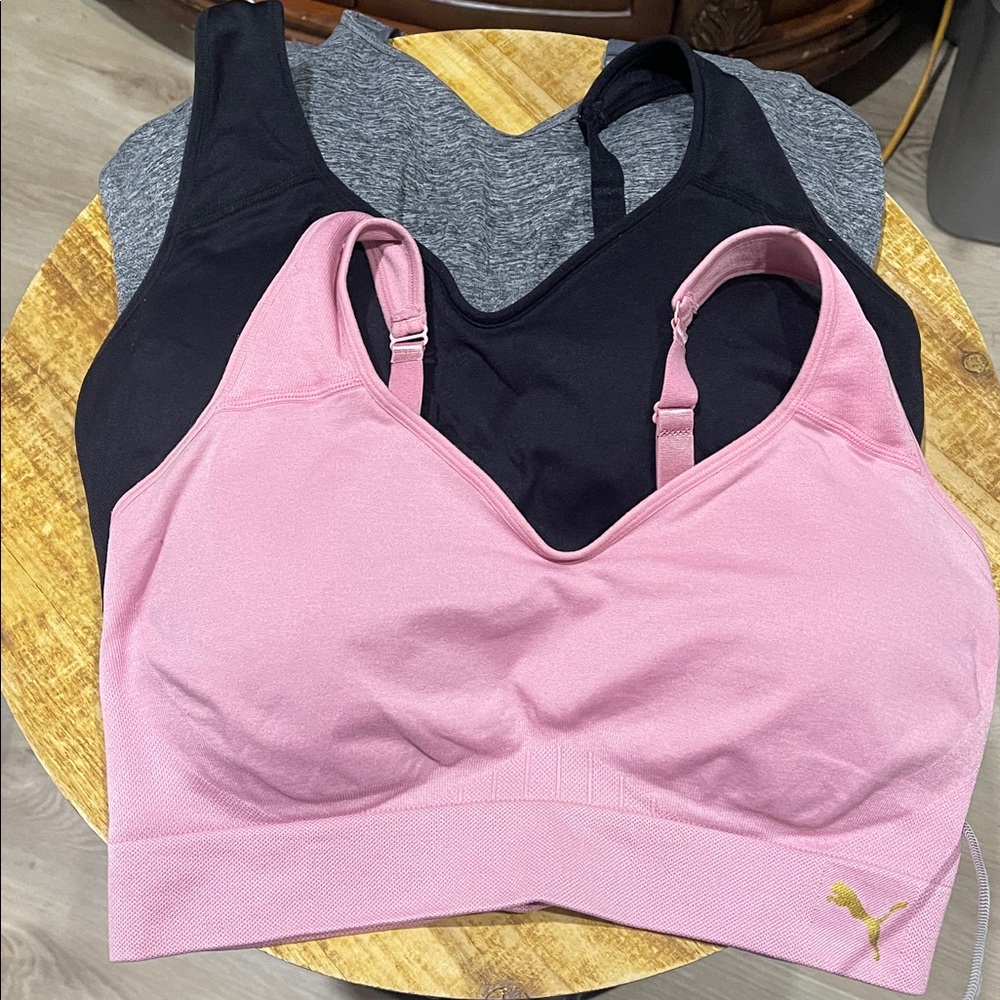Puma Women's Sports Bra Trio - Black, Pink, Gray ( 3 pcs) size xl